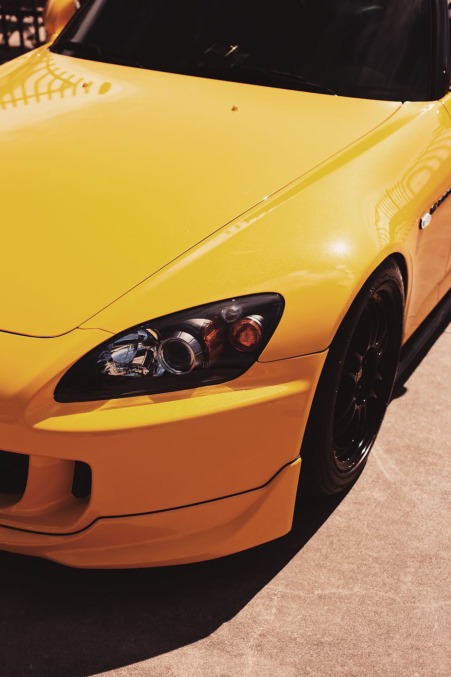 yellow car, transportation, vehicle, automobile, machine, spoke HD wallpaper