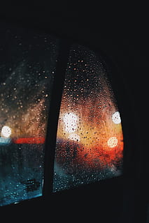 reflection, city, road, raining, urban, gloomy, night life HD wallpaper