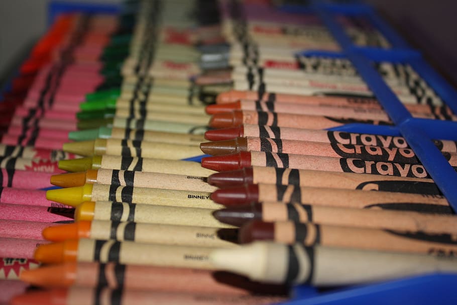 color, crayons, kids, background, multi colored, choice, selective focus HD wallpaper