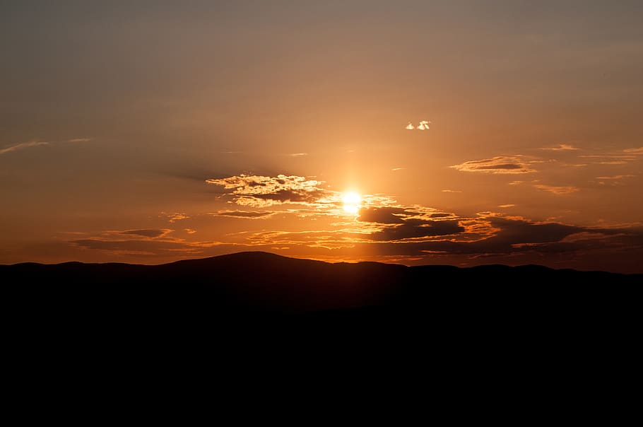 sunset, twilight, evening, lights, nature, landscape, sky, beauty in nature HD wallpaper