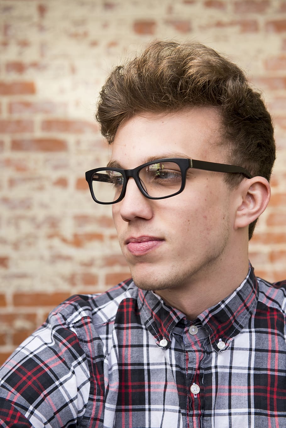 Man Wearing Black Framed Eyeglasses, attractive, boy, casual HD wallpaper