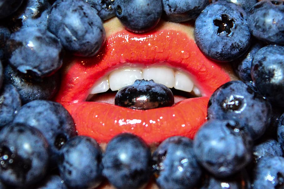 greece, thessaloniki, lips, tongue, fruits, blueberry, food, HD wallpaper