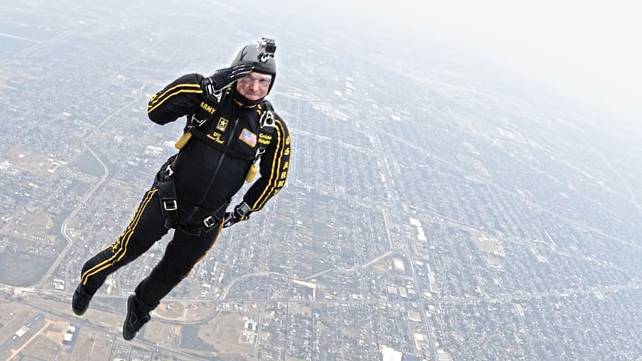 sky, dive, diving, skydiving, sport, activity, thrill, height HD wallpaper