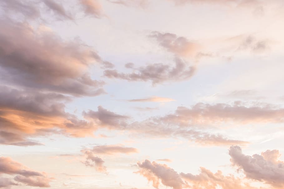 white cloud formations, sky, nature, weather, outdoors, sunset, HD wallpaper