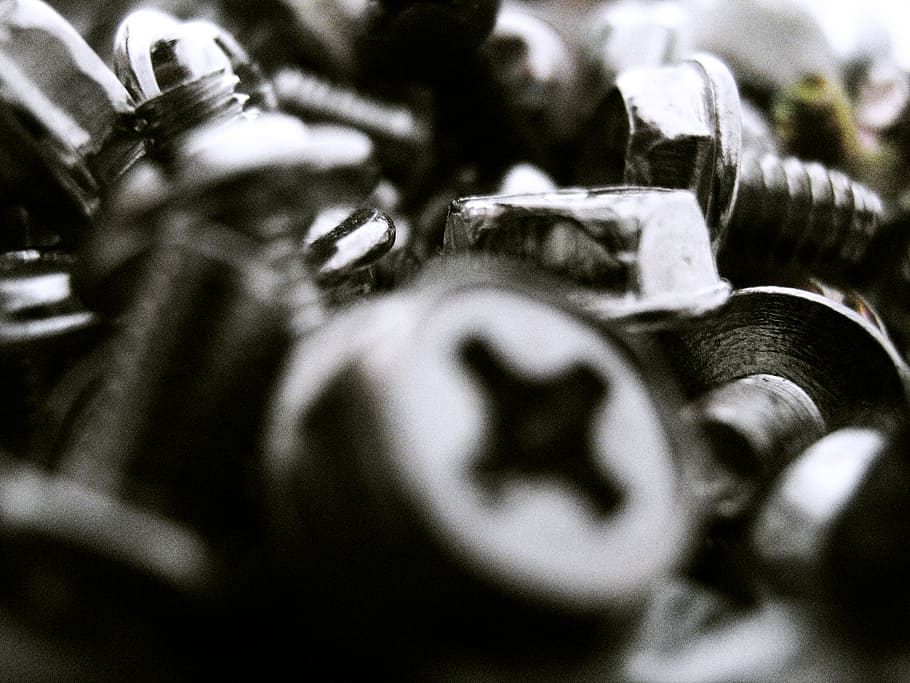 screws, closeup, heap, chrome, steel, nobody, many, heavy, bolt HD wallpaper