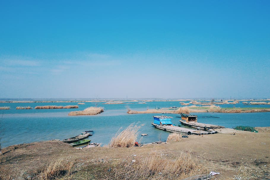 river, boot, water, sea, nautical vessel, sky, land, beach HD wallpaper