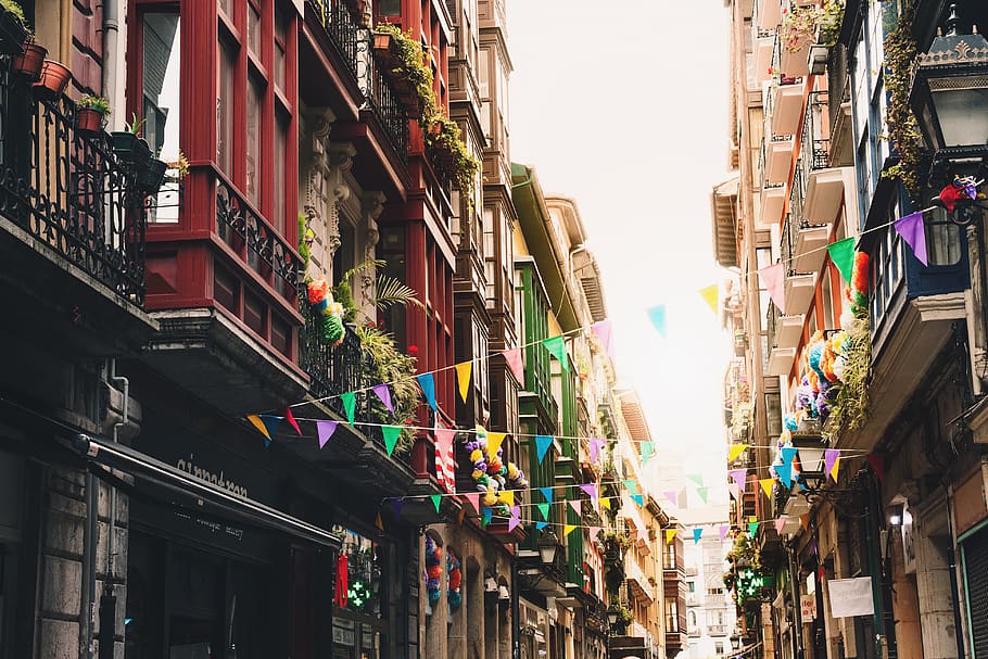 spain, bilbao, building, architecture, color, city, life, home HD wallpaper
