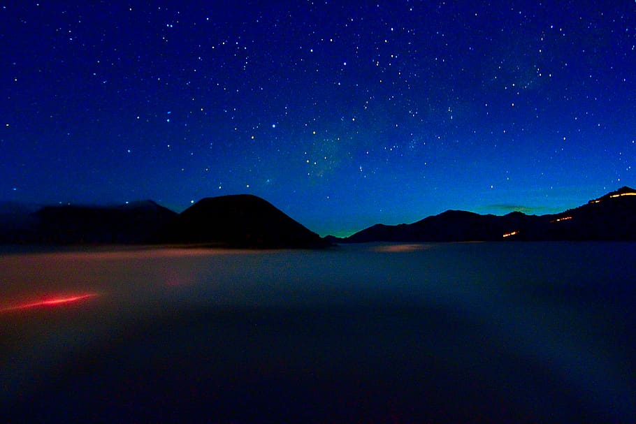 indonesia, mount bromo, night, sky, space, star, astronomy, HD wallpaper