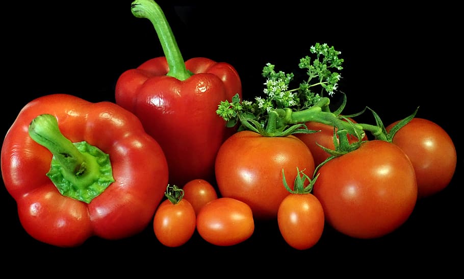 vegetables, tomatoes, capsicum, cooking, healthy, food, food and drink, HD wallpaper