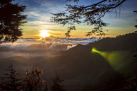 mountain, sunset, cloud, indonesia, dieng, landscape, scenery HD wallpaper