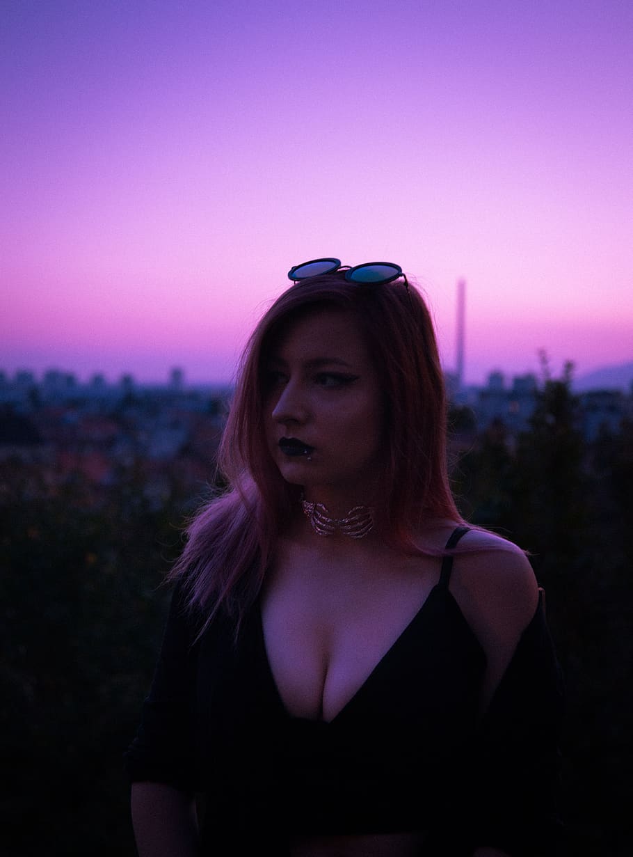 one person, sky, young adult, young women, lifestyles, sunset HD wallpaper