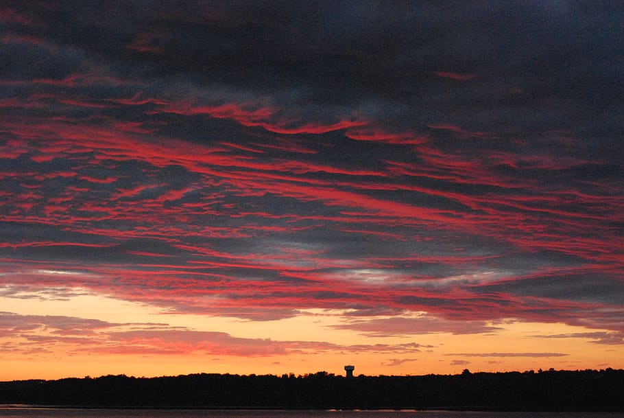 sunrise, river, clouds, cloud - sky, beauty in nature, sunset HD wallpaper