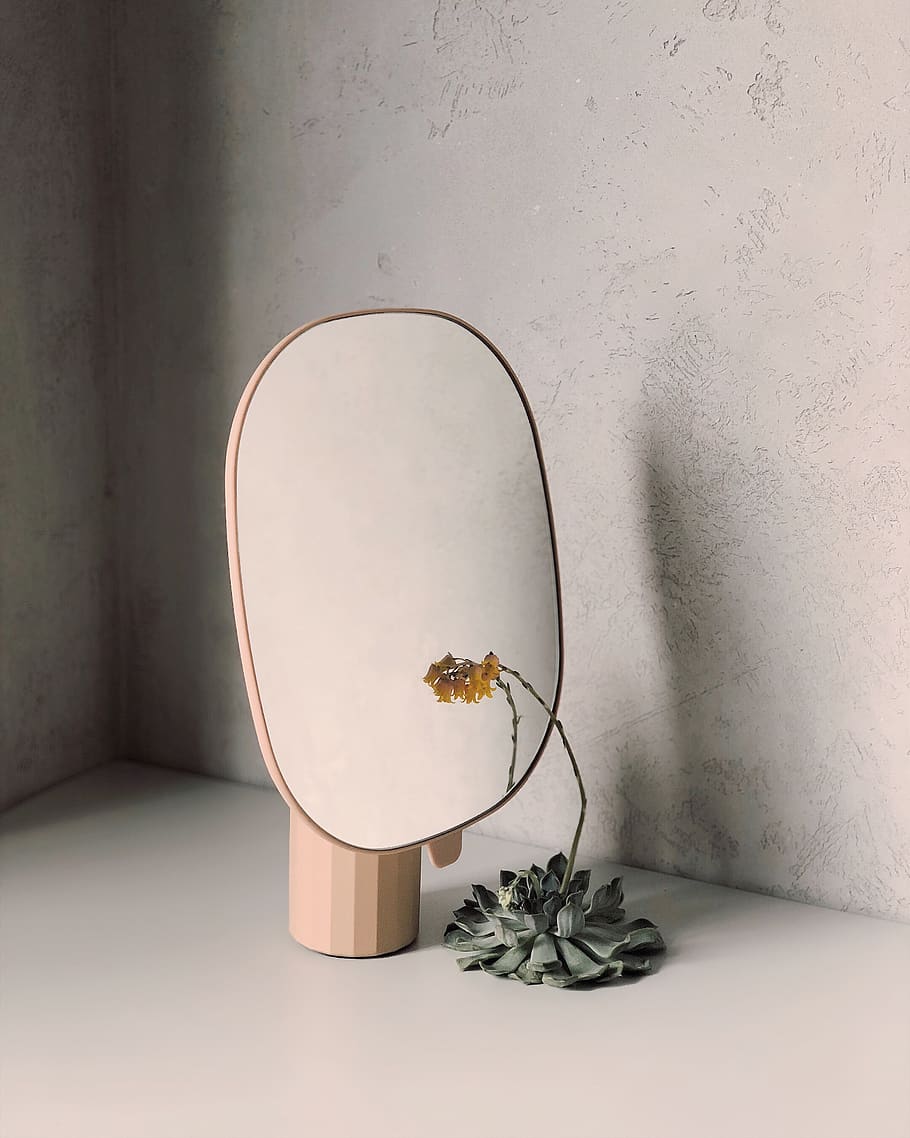 Yellow Petaled Flower Beside Mirror, concept, conceptual, contemporary HD wallpaper