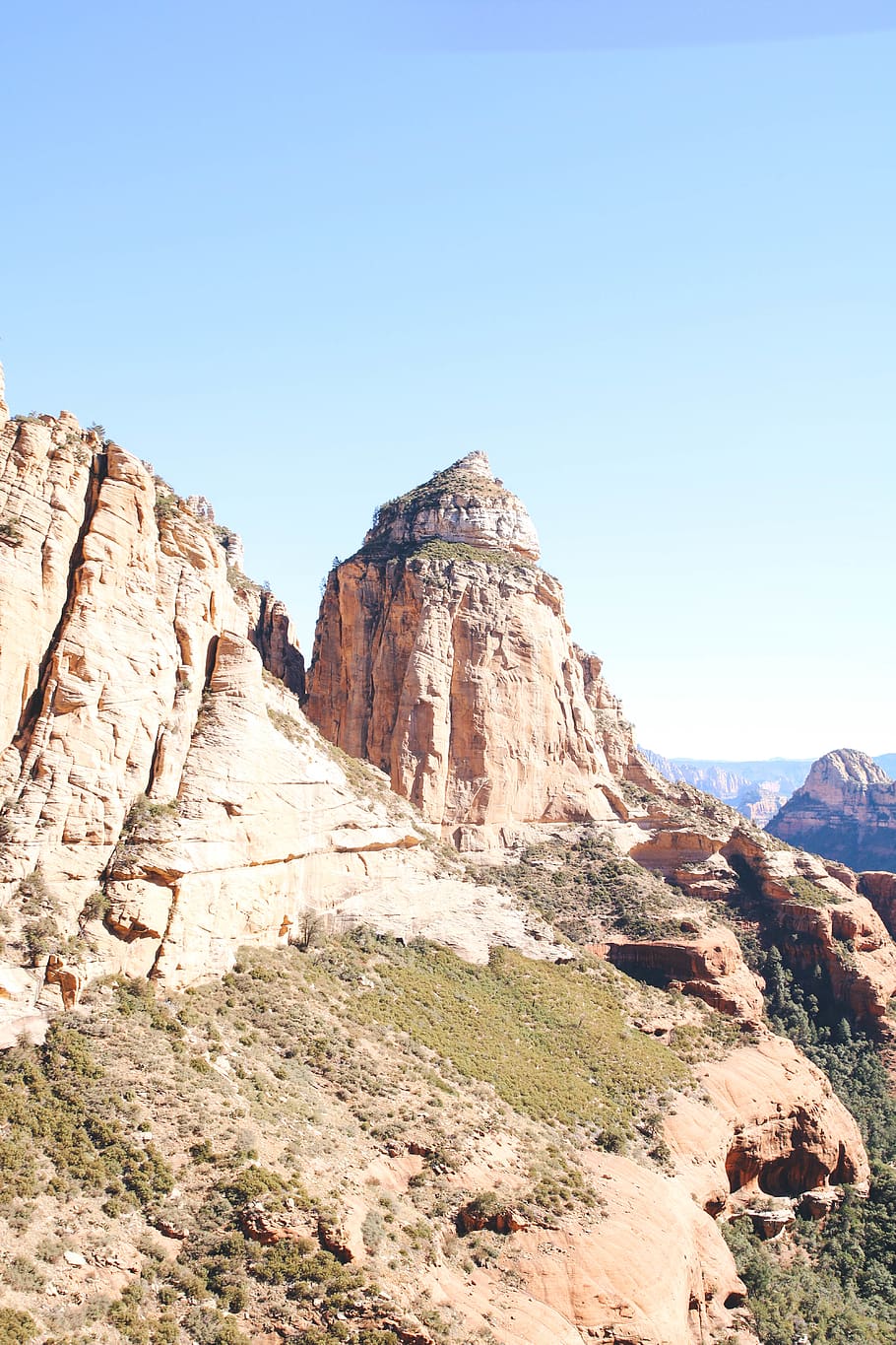 Brown Rock Mountain, blue, blue sky, cliffs, clouds, daylight HD wallpaper