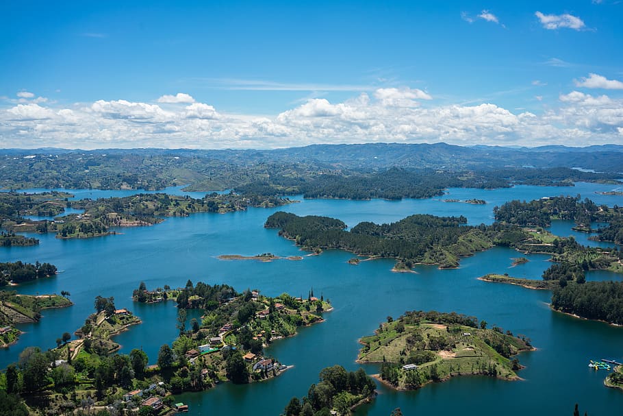 islands with buildings during day, water, scenics - nature, tranquil scene HD wallpaper