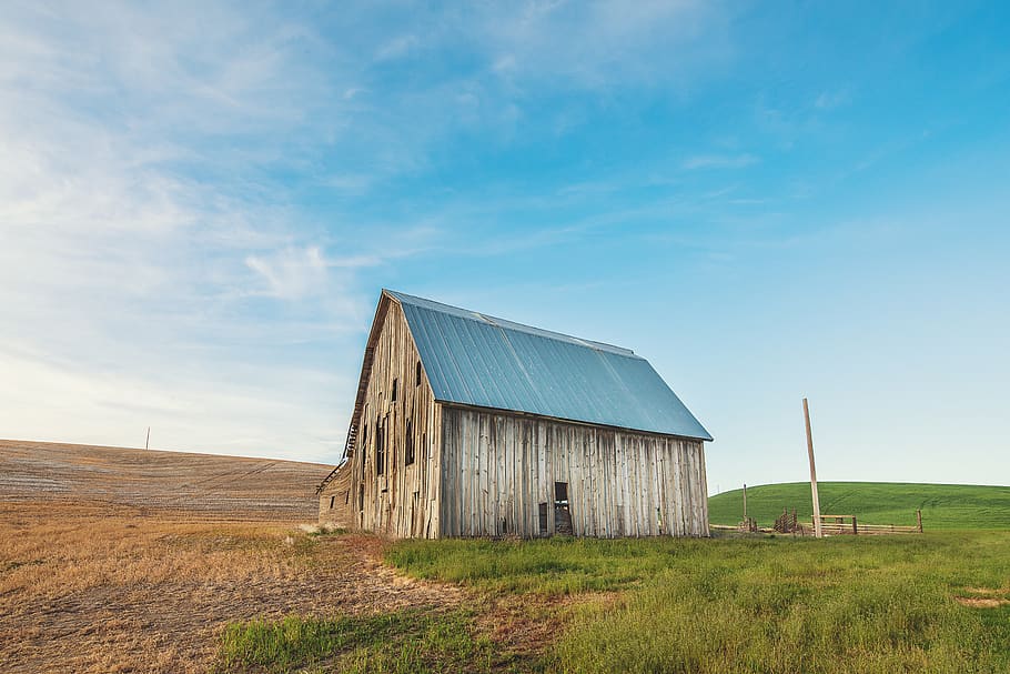 Photo of Beige and Gray Wooden Barn House on Green Grass, abandoned HD wallpaper