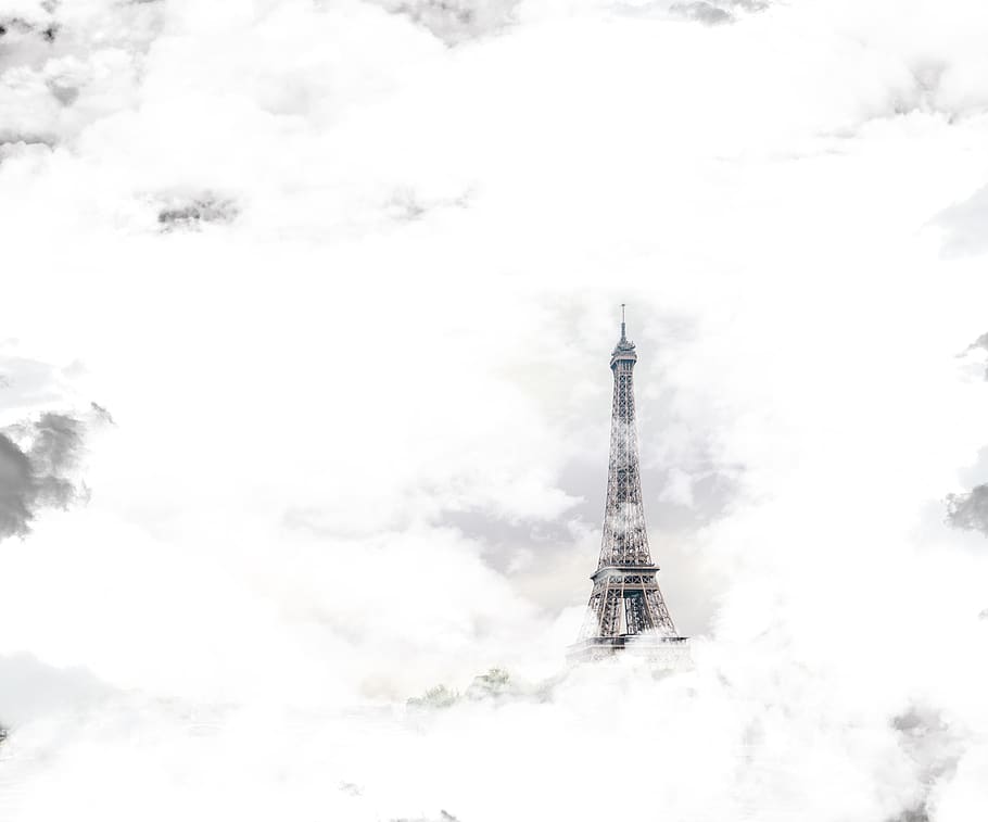 eiffel tower, paris, clouds, sky, fantasy, france, building HD wallpaper