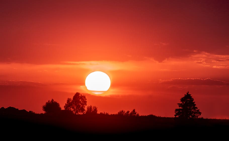 sun, sunset, sky, landscape, mood, nature, dusk, abendstimmung HD wallpaper