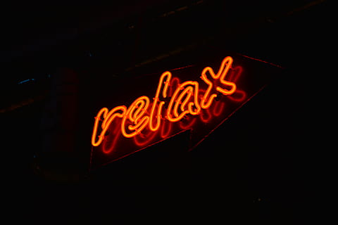 Red Relax Led Signage, illuminated, light, neon, neon light, neon sign HD wallpaper