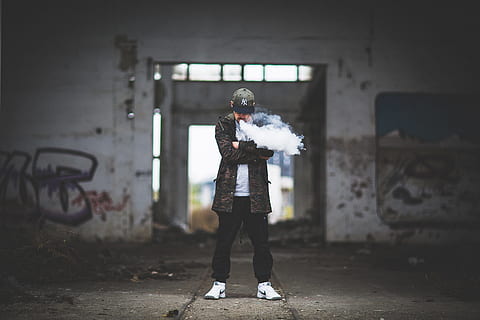 man standing on gray ground during daytime, vape, smoke, ukraine HD wallpaper