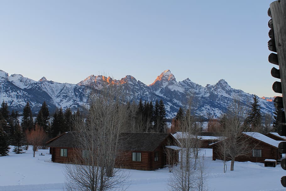 mountains, winter, landscape, challets, houses, snow, cold temperature HD wallpaper