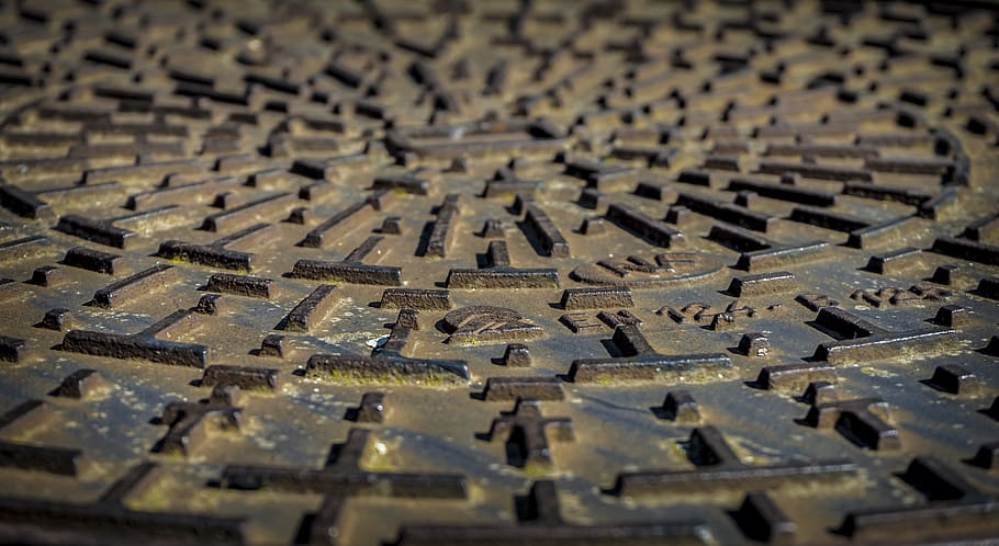 structure, iron, gully cover, pattern, rust, background, metal HD wallpaper