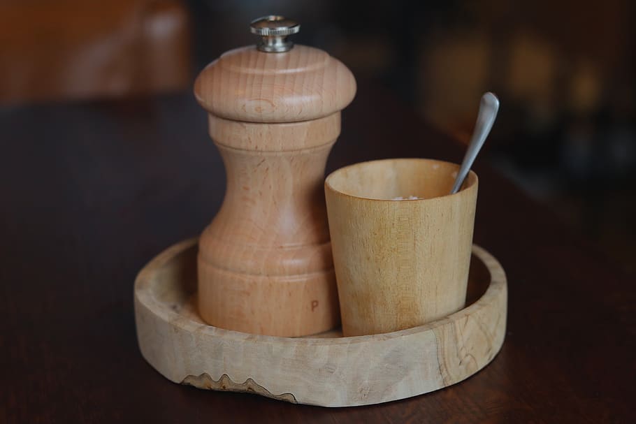 brown condiment mixer, bowl, wood, milk, drink, beverage, cup HD wallpaper