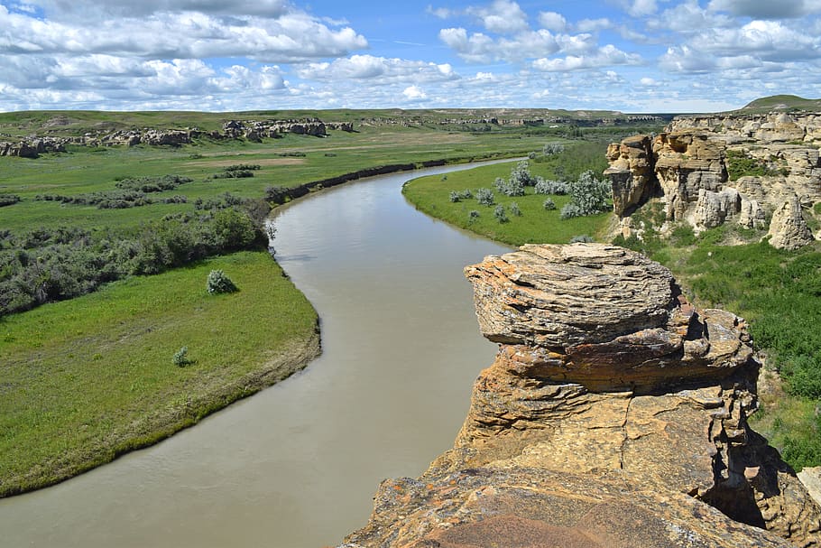 river, summer, rock, nature, landscape, green, scenery, outdoors HD wallpaper
