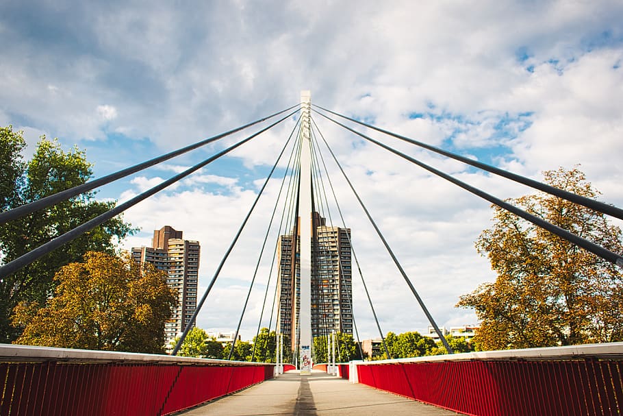bridge, neckar, mannheim, river, mood, transport, cargo, germany HD wallpaper