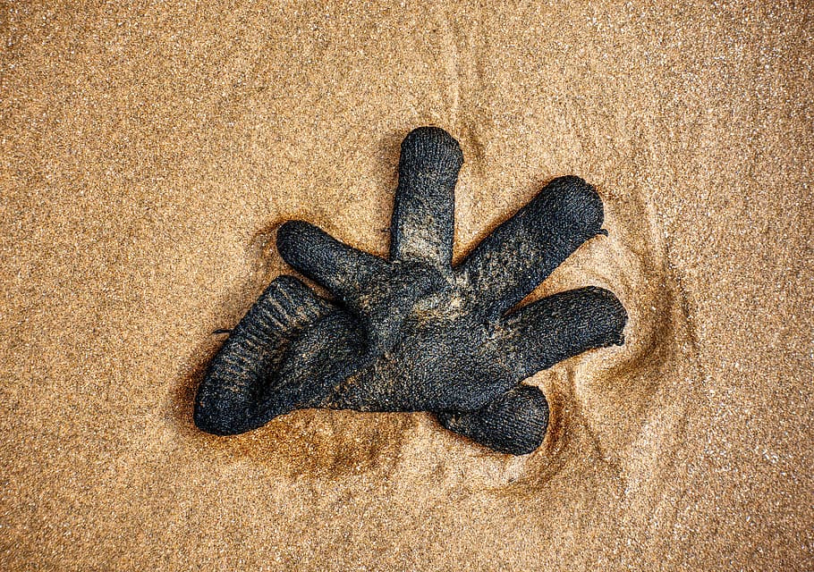 glove, lost, beach, sand, starfish, abandoned, orphan, sad HD wallpaper