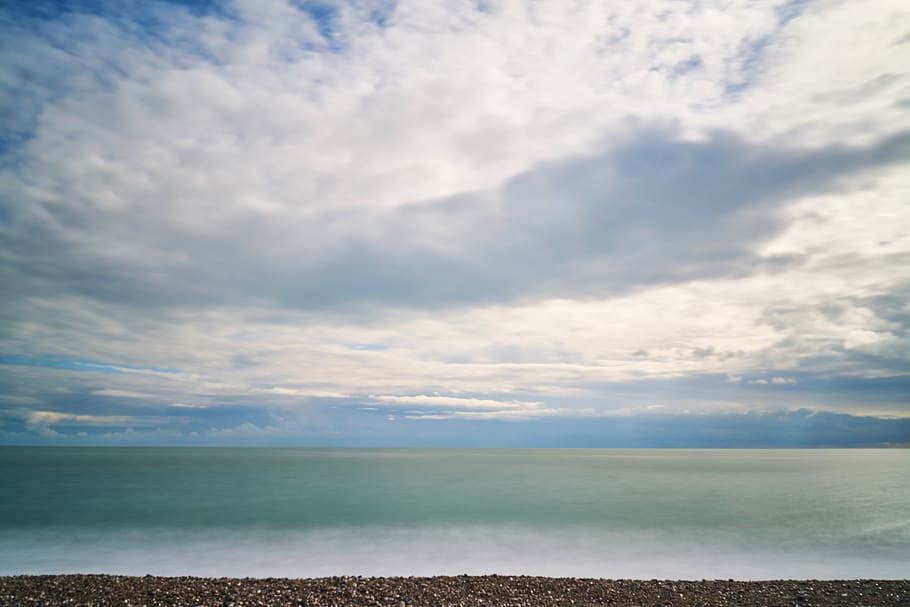 marine, landscape, clouds, ocean, water, tropical, calm, wave HD wallpaper