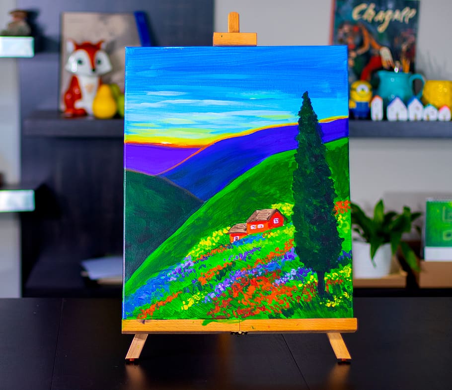 abstract painting, multi colored, indoors, creativity, art and craft HD wallpaper