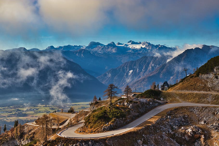 loser panorama road, dachstein, mountains, hiking, austria, HD wallpaper