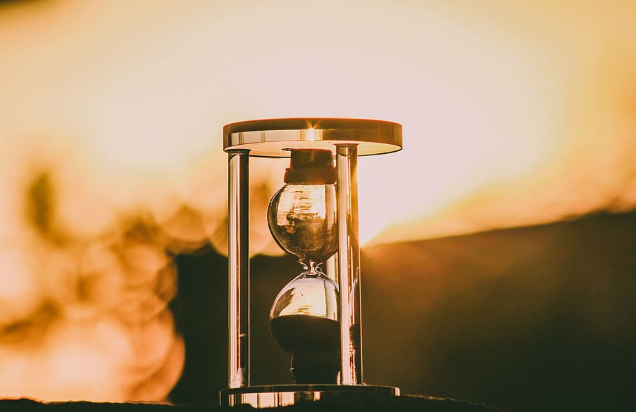 Selective Focus Photography of Hour Glass, blur, bright, close-up HD wallpaper