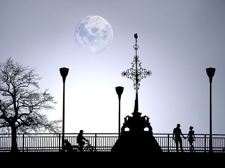 love, romantic, walk, view, romance, couple, together, silhouette HD wallpaper