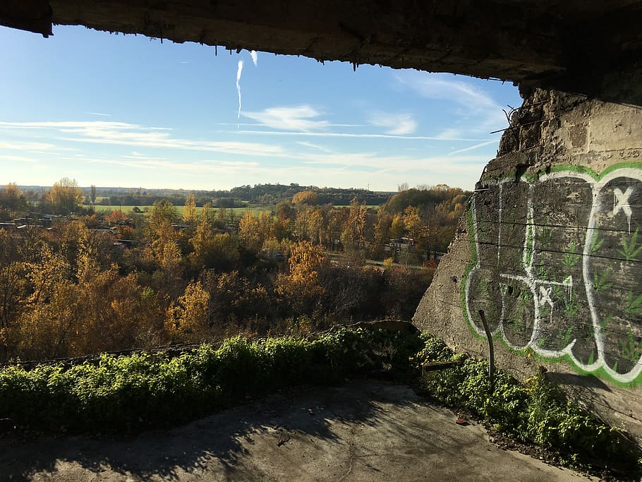 germany, leipzig, plautstraße, sky, lost places, graffiti HD wallpaper