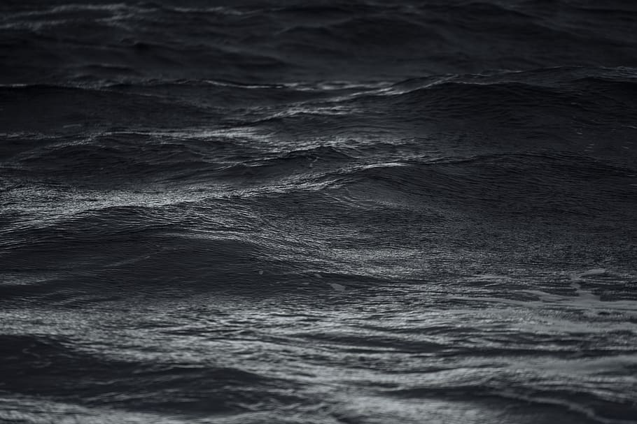 calm seas during nighttime, wave, backgrounds, full frame, motion HD wallpaper