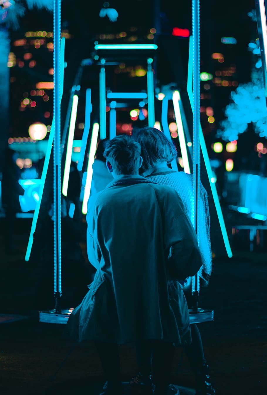 australia, sydney, night, illuminated, real people, rear view HD wallpaper