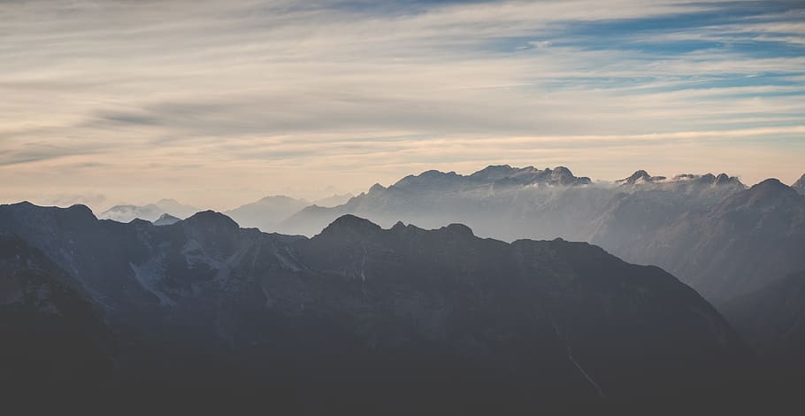 mountain range, slovenia, krn, velika baba, early, cloudscape, HD wallpaper