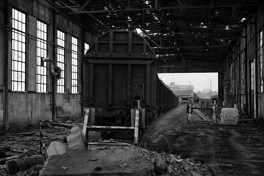 track, old, railway, train, transport, service, factory, abandoned HD wallpaper