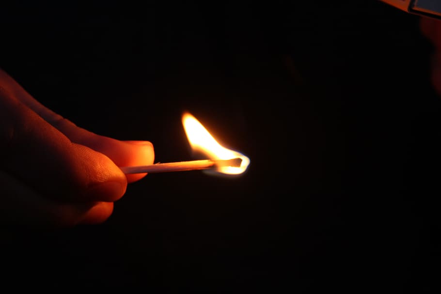 light, fire, holidays, match, human hand, burning, human body part HD wallpaper