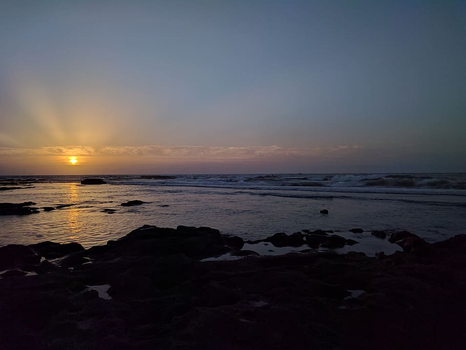 morocco, rabat, sea, beach, sunset, ocean, sky, water, scenics - nature HD wallpaper