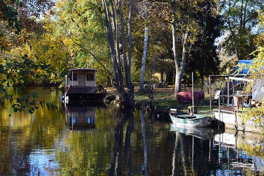 ride, fall, strasbourg, water, reflection, tree, plant, waterfront HD wallpaper