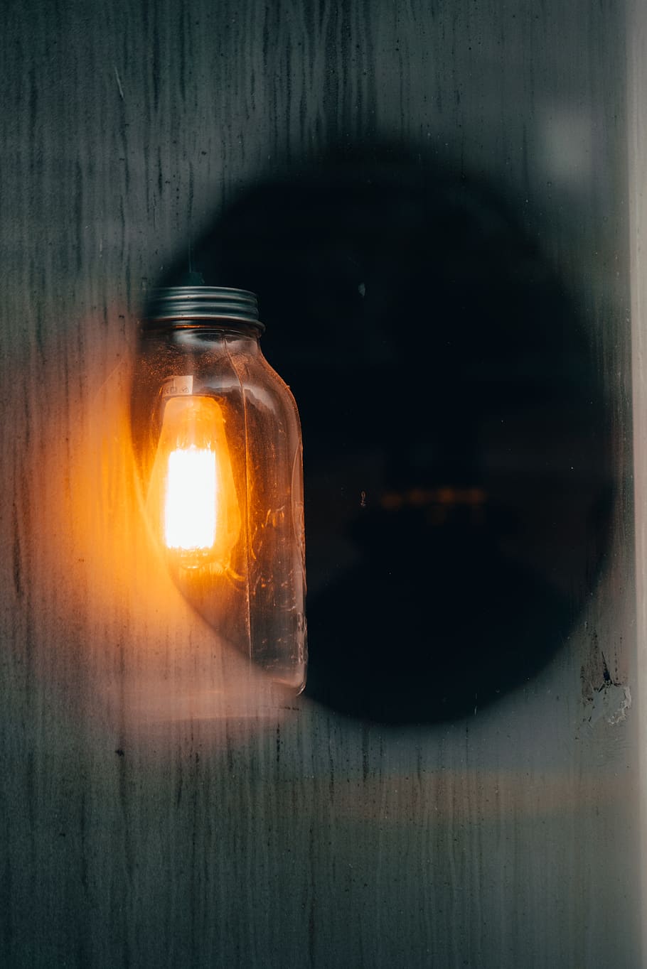 yellow LED light, jar, candle, flare, bottle, window, light fixture HD wallpaper