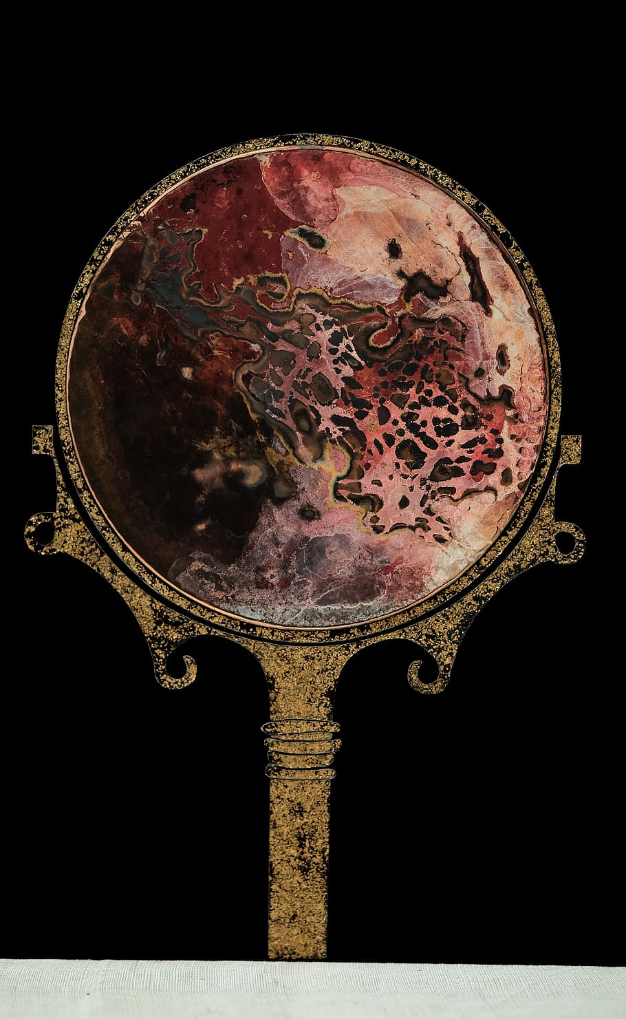 art, oriento, mirror, copperart, black background, studio shot HD wallpaper