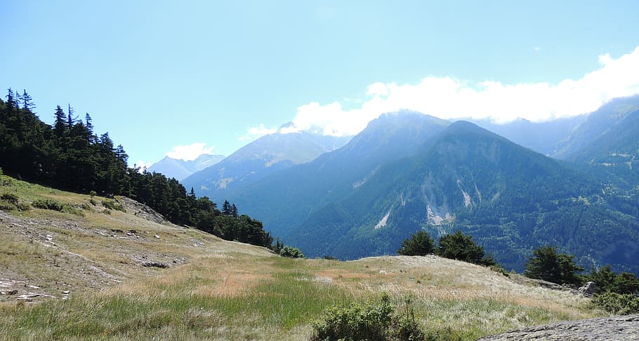 france, modane, montain, cloud, landscape, trees, floor, forest HD wallpaper