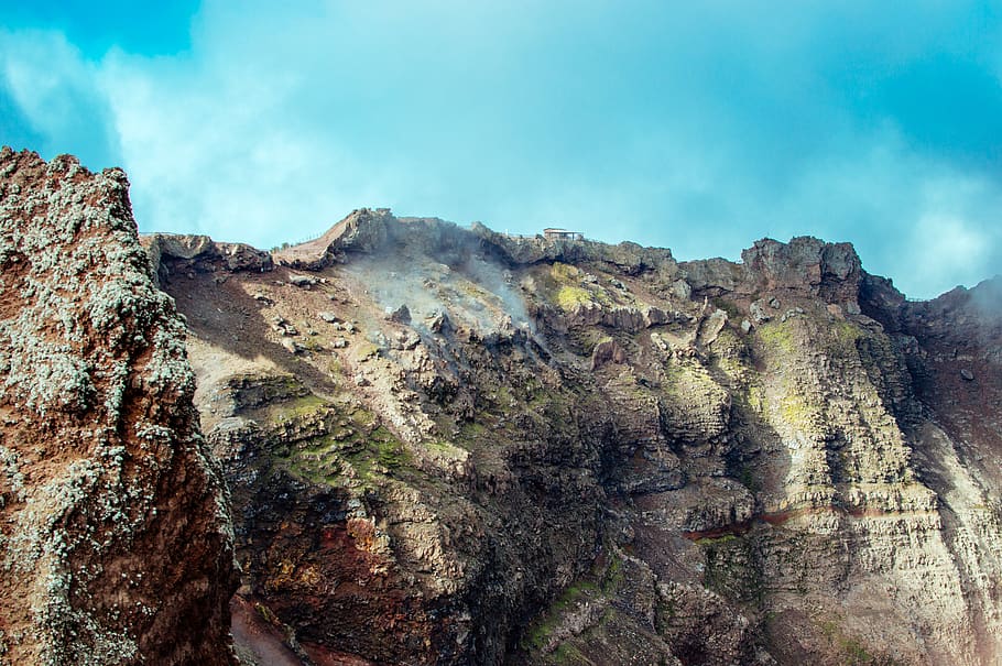 vezuvio, rock, sky, rock - object, scenics - nature, cloud - sky HD wallpaper