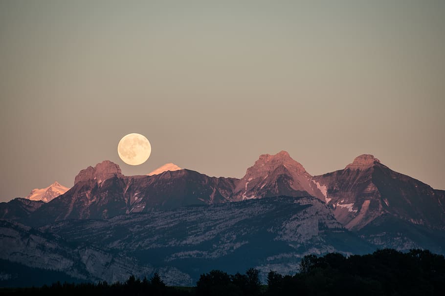 france, la muraz, landscape, dusk, rocks, mountains, mont-blanc, HD wallpaper