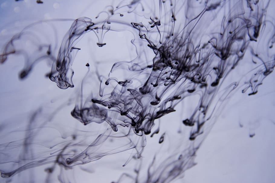 ink, water, fluid, abstract, pattern, drop, blue, purple, winter HD wallpaper