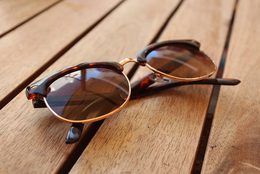 sunglass, table, wood, wood - material, glasses, fashion, no people HD wallpaper